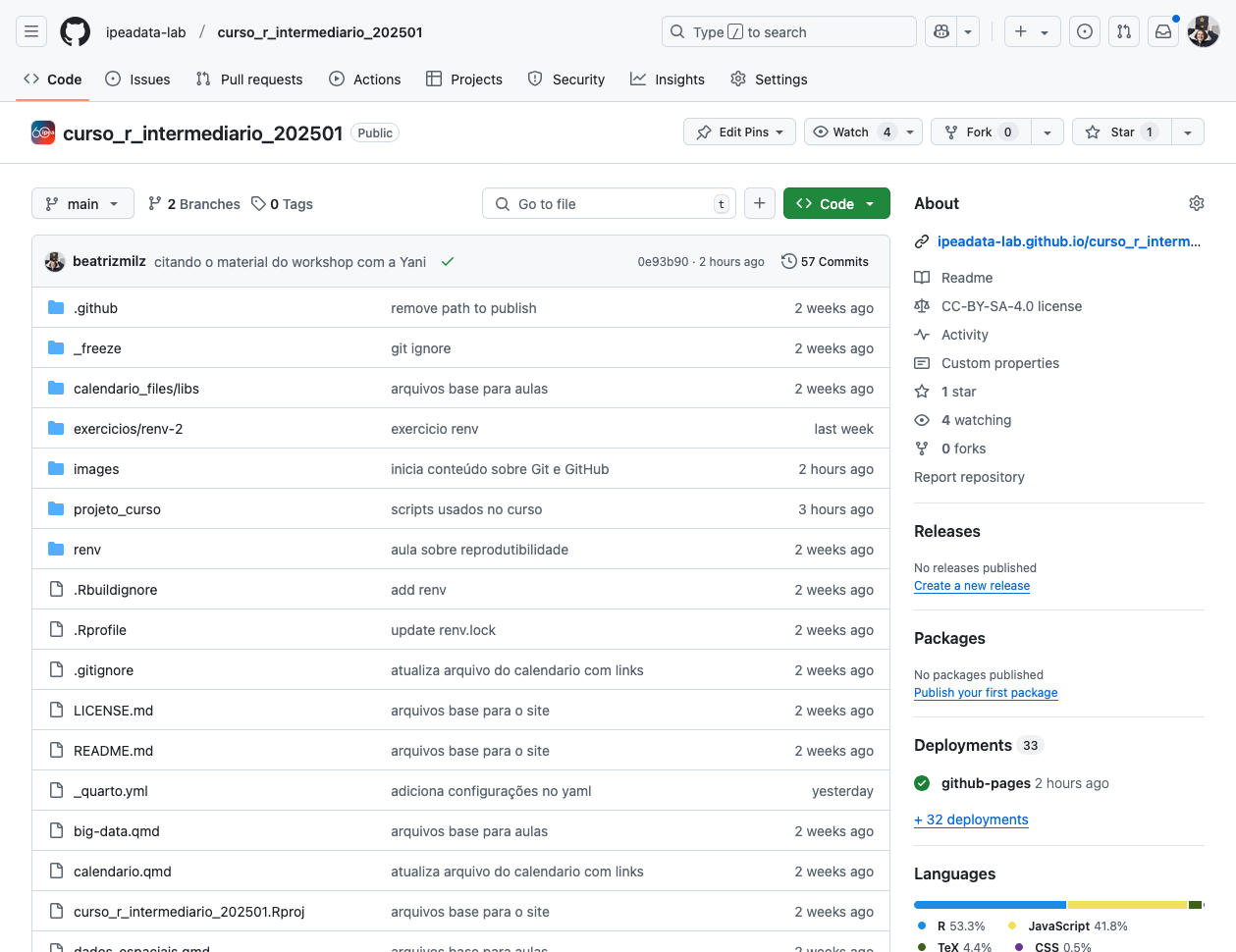 Exemplo de repositório no GitHub